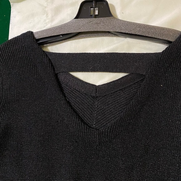 NIC+ZOE knit top size M black with silver metallic threads. Bought at Saks Fifth - Picture 5 of 7